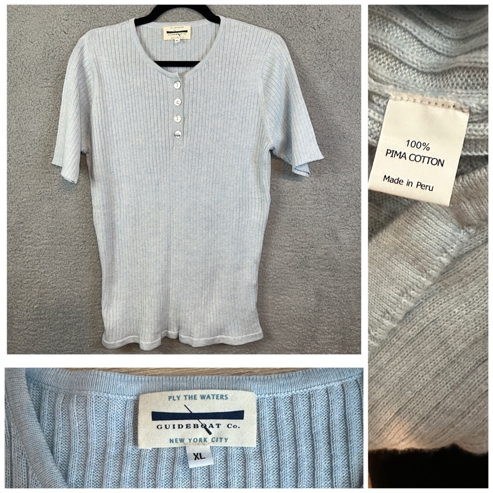 Guideboat Co Ply The Waters Short Sleeve Sweater Top